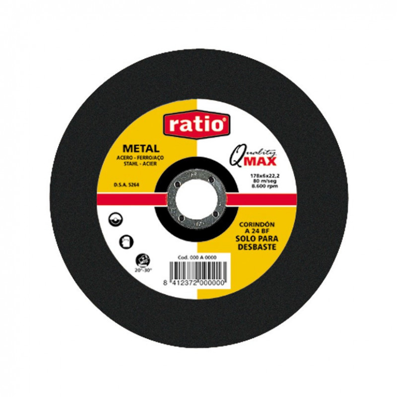 DISCO DESBASTE METAL 115X6X22MM RATIO