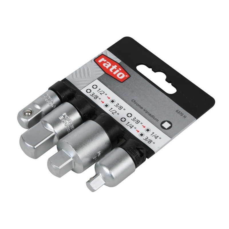 JGO. 4 ADAPTADORES 1/4" + 3/8" + 1/2"