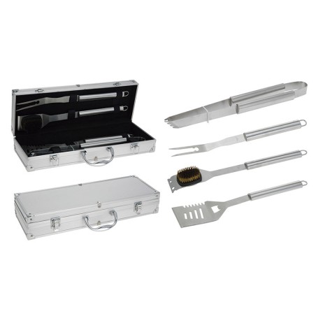 Juego 4 accesorios metálicos barbacoa
