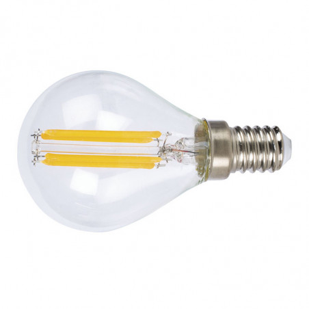 Bombilla con filamento LED mini globo transparente DUOLEC E14 luz cálida 4W