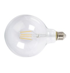 Bombilla con filamento LED globo G125 transparente DUOLEC E27 luz cálida 6W