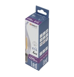 Bombilla con filamento LED vela decorativa transparente DUOLEC E14 luz fría 4W