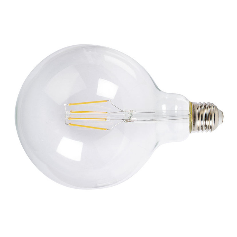 Bombilla con filamento LED globo G125 transparente - DUOLEC - E27 luz fría 6W