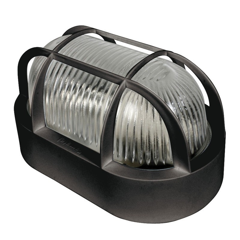 APLIQUE EXTERIOR OVALADO NEGRO. 60 W