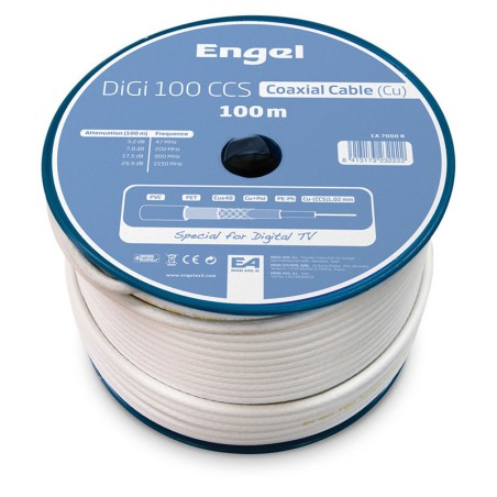 Cable coaxial antena TV digital AXIL bobina 100m profesional