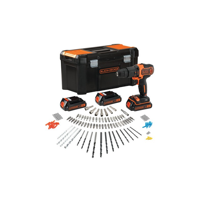 KIT TALADRO PERCUTOR B&D BDCHD181B3A 18V 3X1,5AH