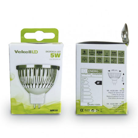 BOMBILLA DICROICA LED VEKELL - 5W/MR16