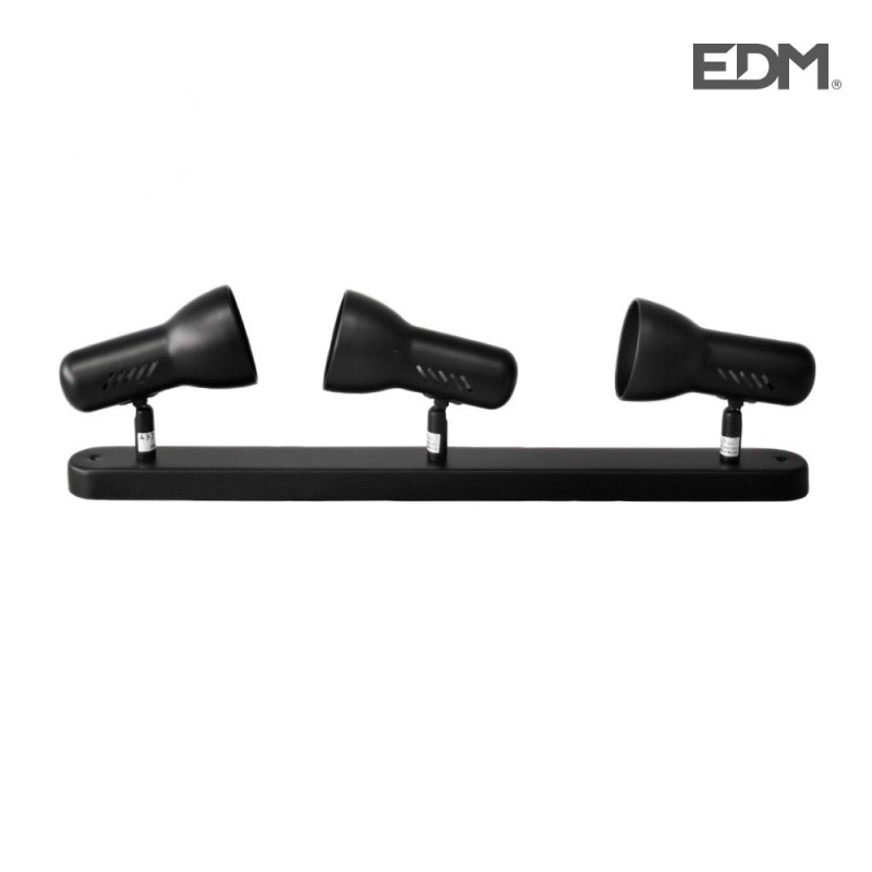 Foco 3 elementos negro modelo galaxy edm e27 220-240v 50hz 60w 53cm bombilla no incluida