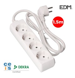 Base multiple 4 tomas schuko 1,5m 3x1,5mm