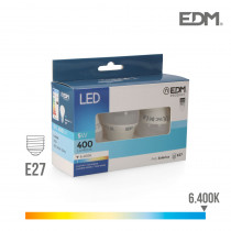 Kit 3 bombillas esfericas led e27 5w 400 lm 6400k luz fria edm