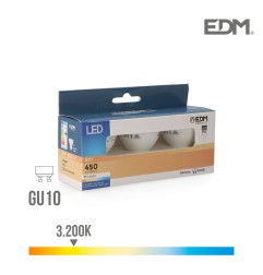 Kit 3 bombillas dicroicas led gu10 5w 450 lm 3200k luz calida edm