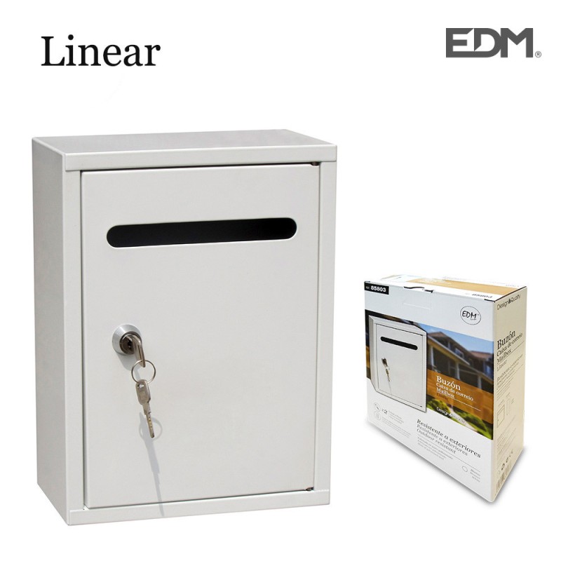 Buzon de acero modelo linear color blanco medidas: 260x200x75mm  incluye 2 llaves y tornillos para instalación.