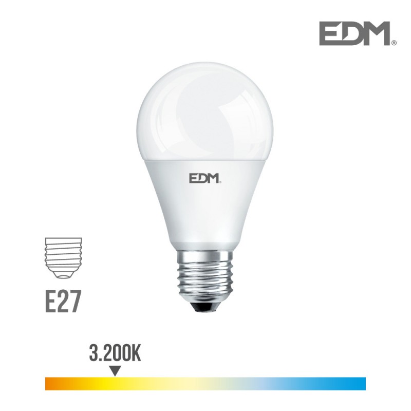 Bombilla standard led e27 20w 2100 lm 3200k luz calida
ø 5.9 x 11 cm 25000h ac 220-240v clase a+ 220° edm