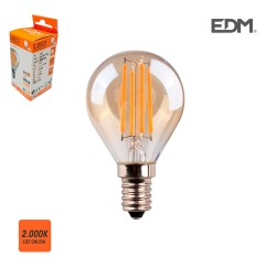 Bombilla esferica filamento led cristal vintage e14 4,5w 350 lm 2000k luz calida edm