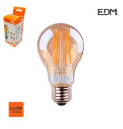 Bombilla standard  filamento led cristal vintage e27 6w 500 lm 2000k luz calida edm