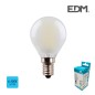 Bombilla esferica filamento led mate e14 4,5w 470 lm 6400k luz fria
ø 4,5 x 7,6 cm 25000h ac 220-240v clase a+ 300° edm
