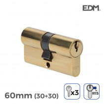 Bombin laton 60mm (30+30mm) leva larga r15 con 3 llaves de serreta incluidas edm