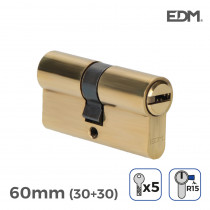 Bombin laton 60mm (30+30mm) leva larga r15 con 5 llaves de seguridad incluidas edm