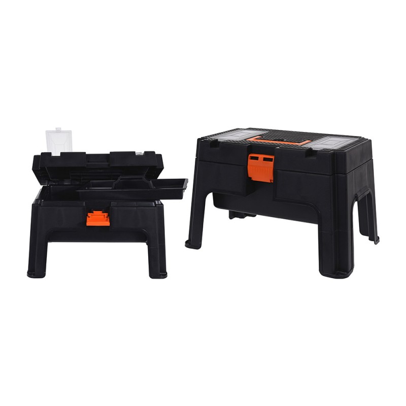 Caja herramientas taburete 50x33x32cm gris/rojo