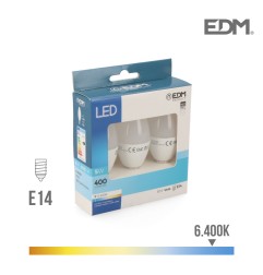 Kit 3 bombillas vela led e14 5w 400 lm 6400k luz fria edm
