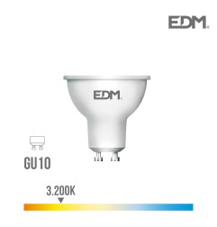 Bombilla dicroica led gu10 8w 600 lm 3200k luz calida edm