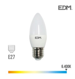 Bombilla vela led e27 5w 400 lm 6400k luz fria edm