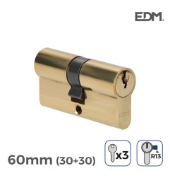 Bombin laton 60mm (30+30mm) leva corta r13 con 3 llaves incluidas edm