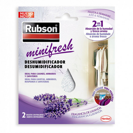 Rubson Minifresh Deshumidificador de armarios aroma a lavanda, 2 bolsas de 50g cada una