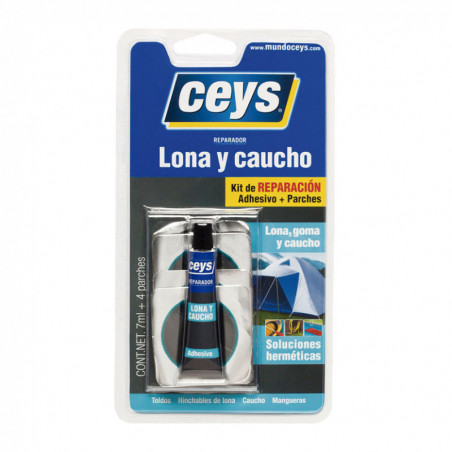 Adhesivo reparador lona y caucho 7ml + 4parches