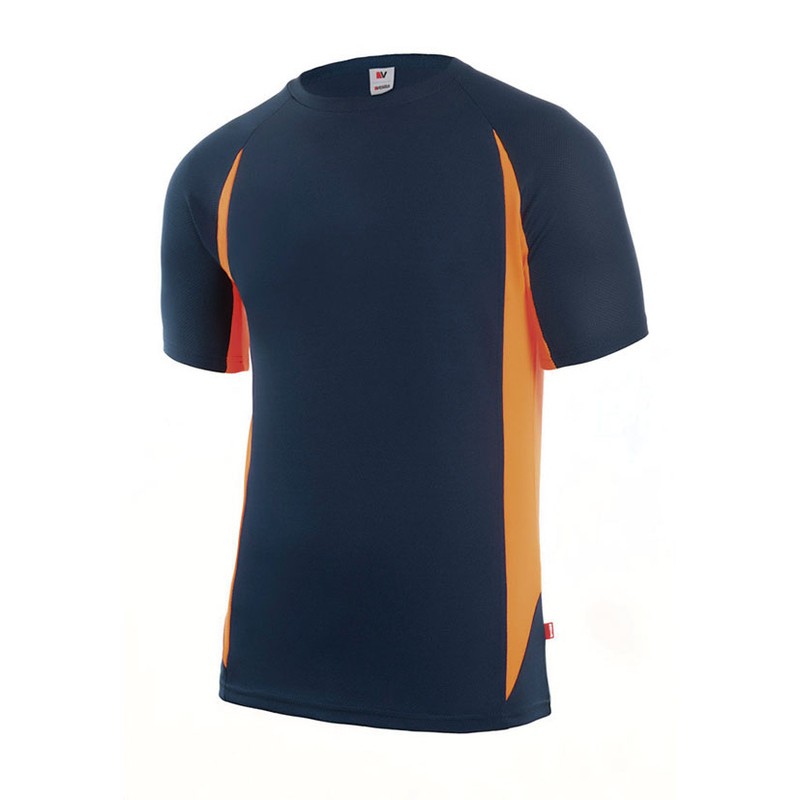 CAMISETA TECNICA RC-1 AZUL MARINO Y NARANJA