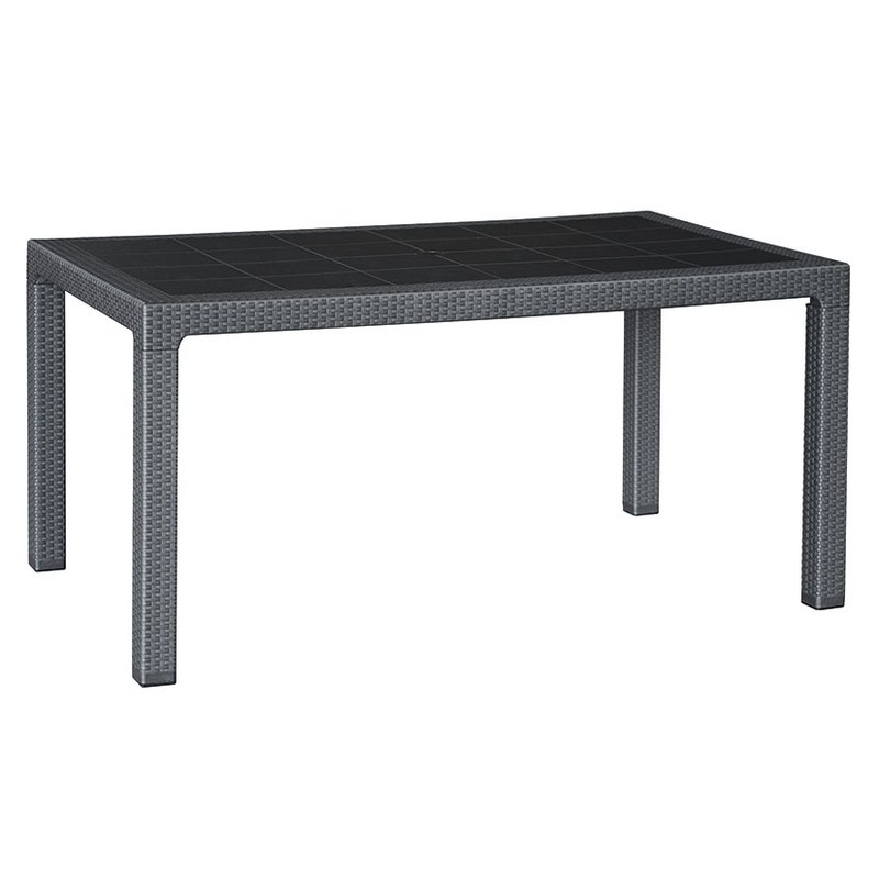 MESA IMITACIÓN RATAN RESINA 150X90XH72CM ANTRACITA