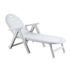 Tumbona reclinable jardín resina Shaf Caimán blanca