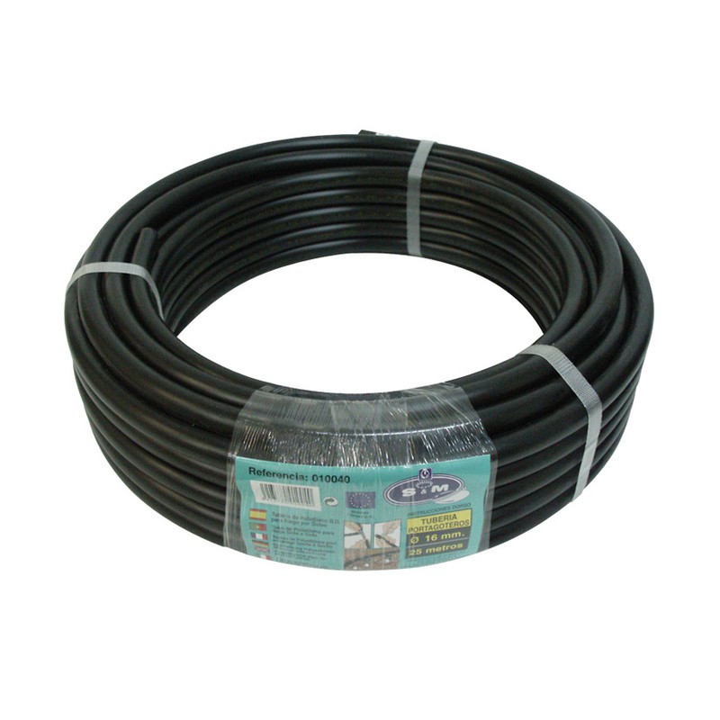 RIEGO GOTEO. TUBERÍA 16MMX25M. NEGRO