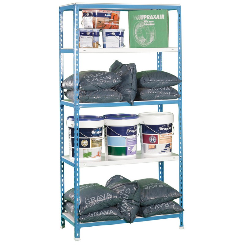 ESTANTERIA PRACTIC 5 BANDEJAS S/TORNILLOS BL/AZ 40