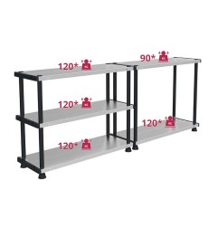 ESTANTERIA RESINA Y METAL 120R 119X45XH185CM