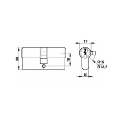 CILINDRO YL5 30x30MM EXCENT. 15MM. LATON