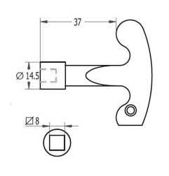 Llave para cerradura cuadrado - armario