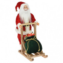 Figura decorativa Papa Noel en trineo de madera 45 cm