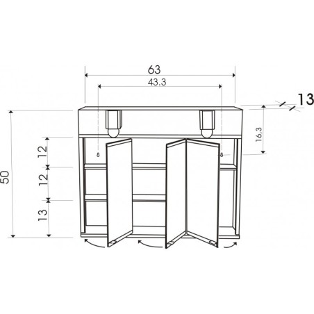 ARMARIO DE BAÑO NOVA 60 - INOX. 3 PUERTAS