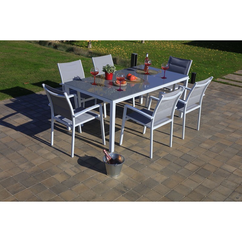 MESA MANAOS ALUMINIO 180X100CM BLANCO