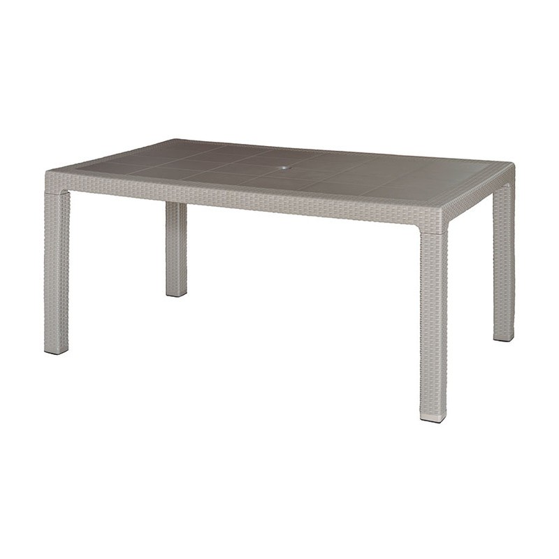 MESA IMITACIÓN RATAN RESINA 150X90XH72CM TAUPE