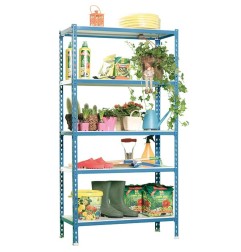 ESTANTERÍA METÁLICA 180X90X40CM AZUL/BLANCO