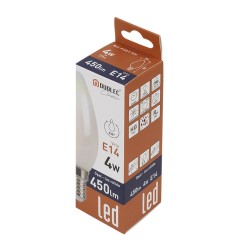 Bombilla con filamento LED vela opal - DUOLEC - E14 luz cálida 4W