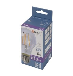 Bombilla con filamento LED estándar transparente DUOLEC E27 luz fría 8W
