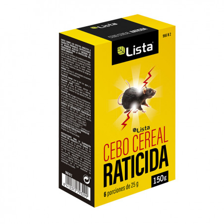 Raticida cebo cereal LISTA 150GR.