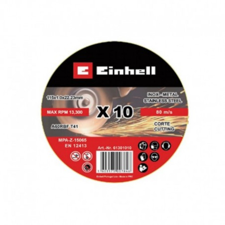 LATA 10 DISCOS CORTE INOX. 115X1MM EINHELL