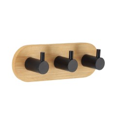 PERCHA TRIPLE SERIE BAMBU/NEGRO