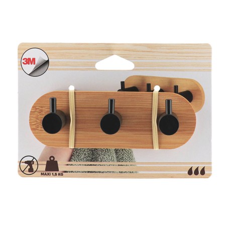 SERIE BAMBU/NEGRO. PERCHA TRIPLE