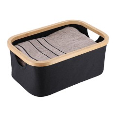 SERIE BAMBU/NEGRO. CESTA PLEG.38X26X16CM