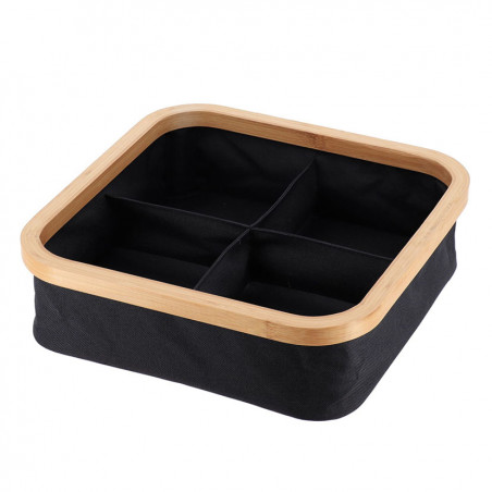 CESTA PLEGABLE 30X30X9CM SERIE BAMBU/NEGRO